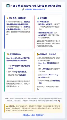 Hut8获Benchmark买入评级 目标价85美元