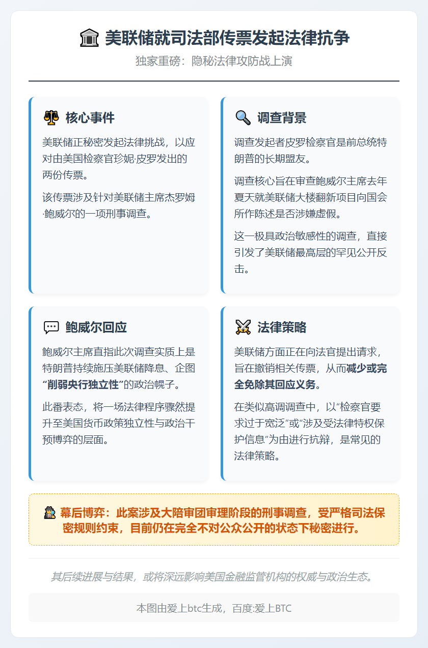 美联储就司法部传票发起法律抗争