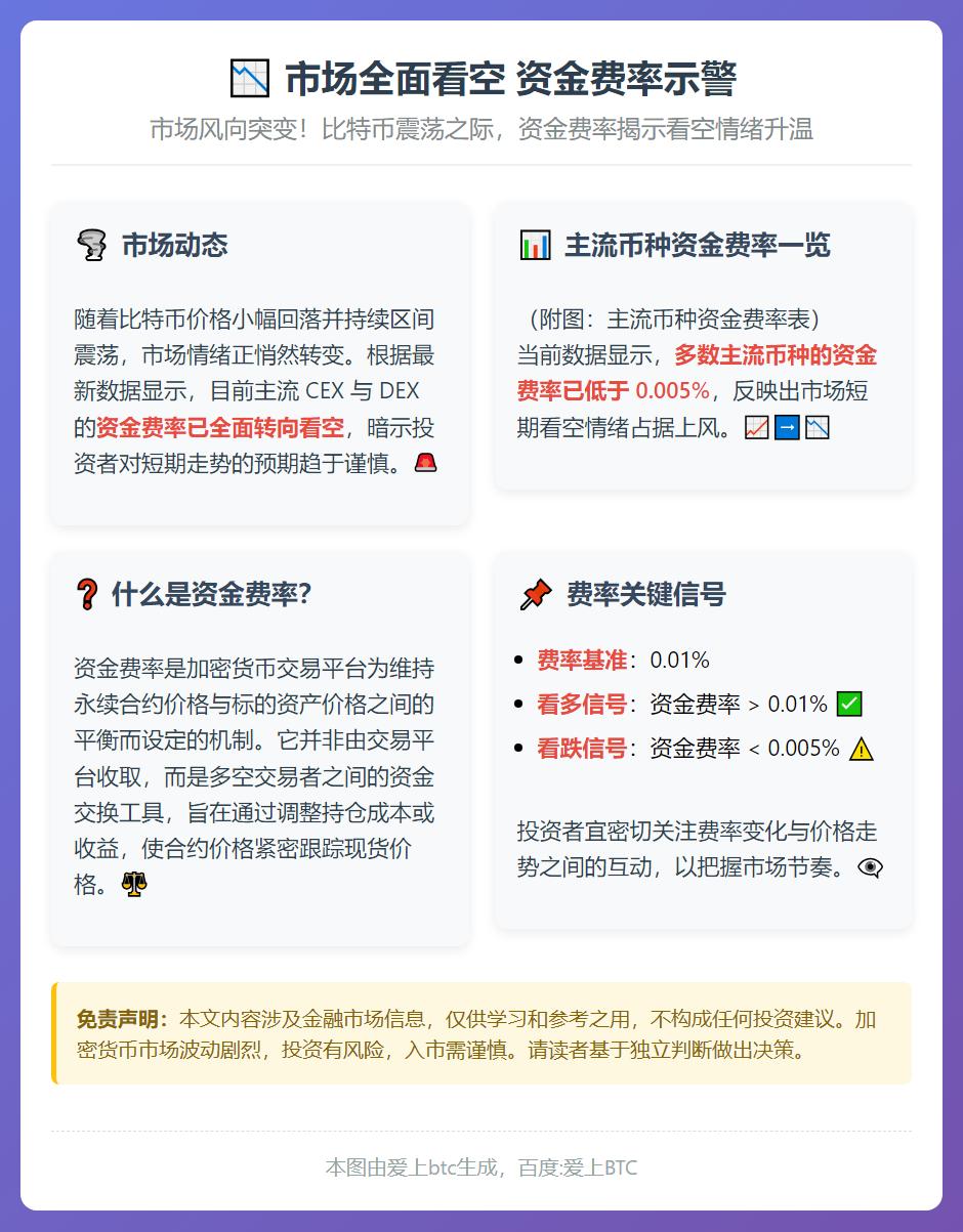 市场全面看空 资金费率示警