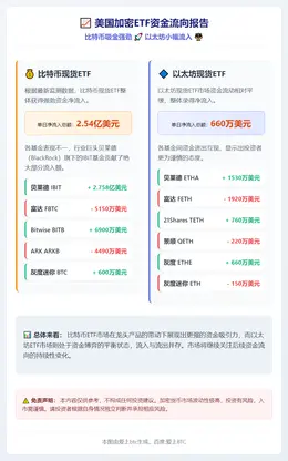 美比特币ETF流入2.54亿 以太坊ETF流入660万