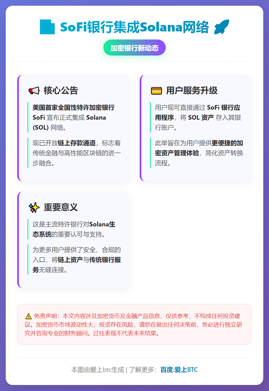 SoFi银行支持Solana存款