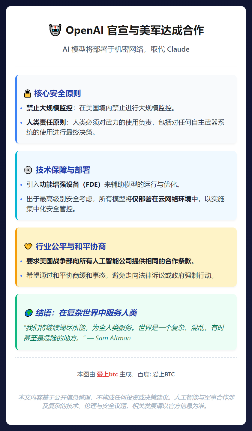 OpenAI与美战争部合作取代Claude