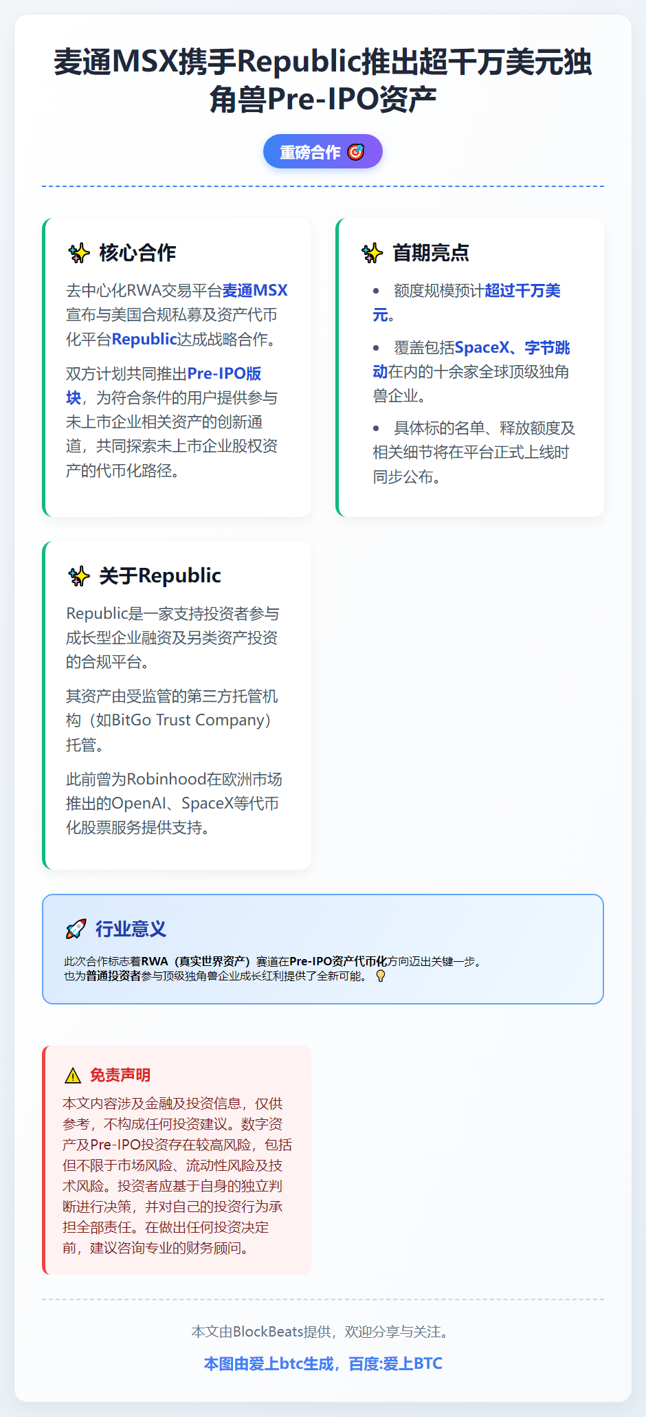 麦通联手Republic推千万美元独角兽申购