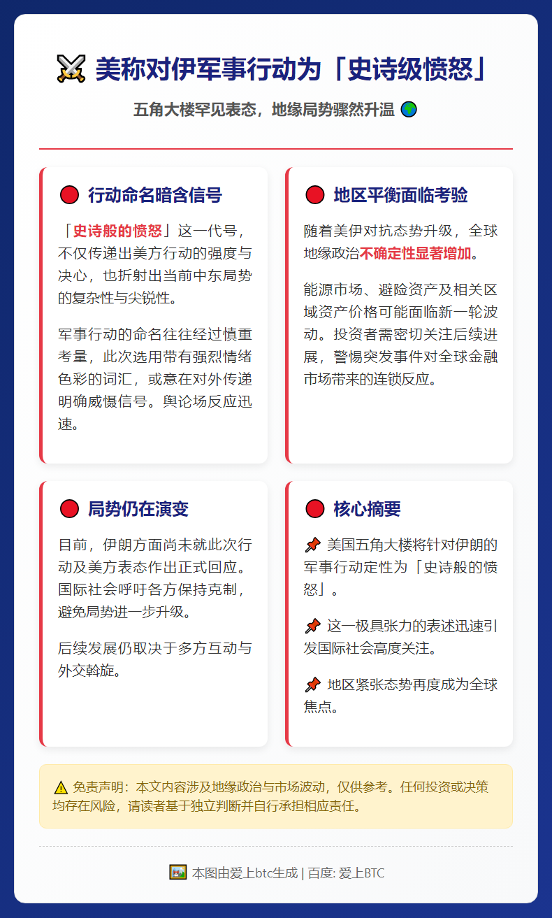 美称对伊军事行动为"史诗级愤怒"