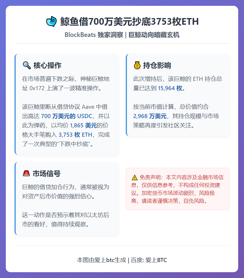 鲸鱼借700万美元抄底3753枚ETH