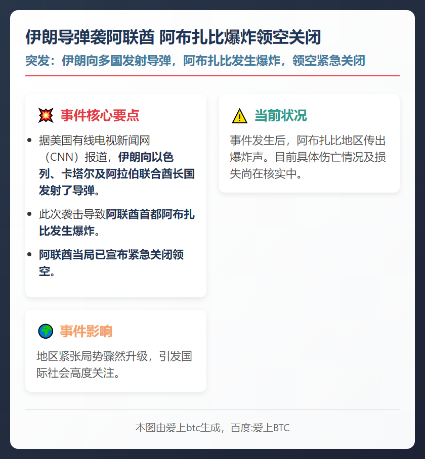 伊朗导弹袭阿联酋 阿布扎比爆炸领空关闭