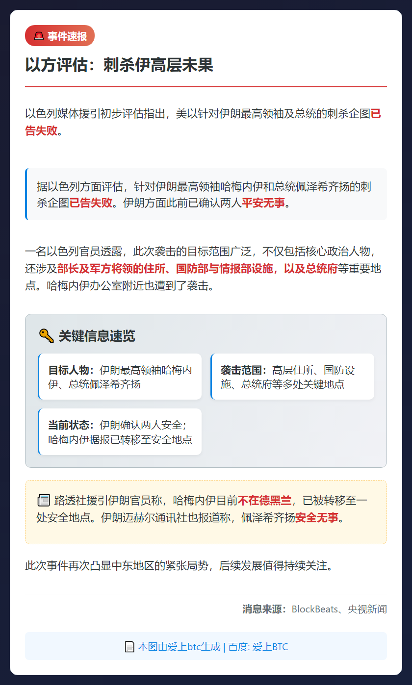 以方评估：刺杀伊高层未果