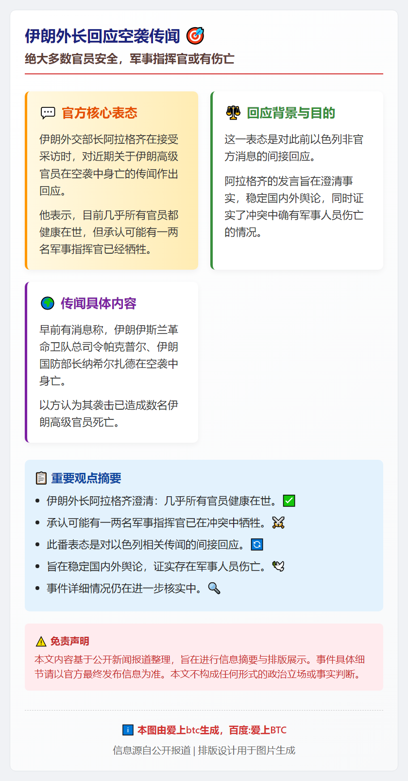 伊朗外长：几乎所有官员健在