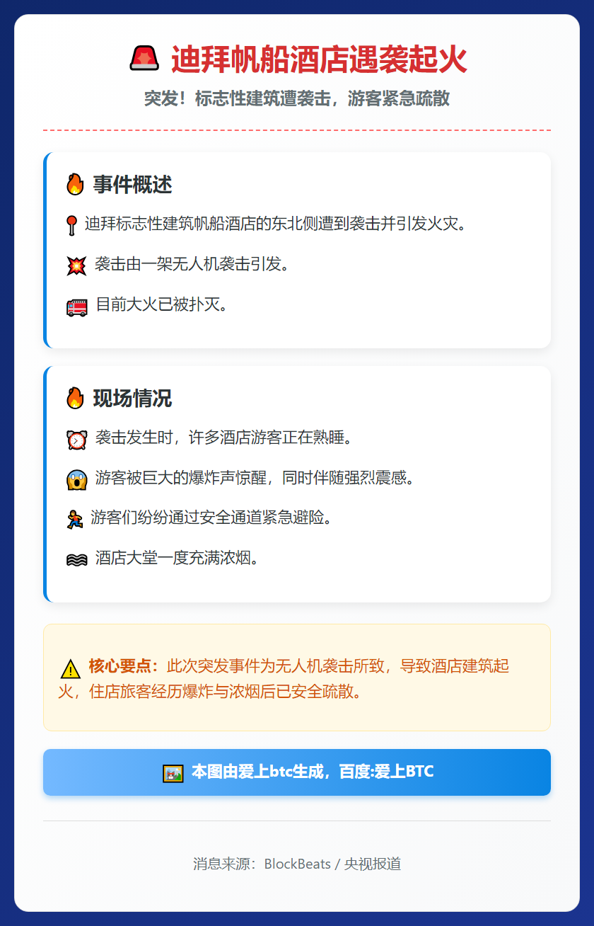 迪拜帆船酒店遇袭起火