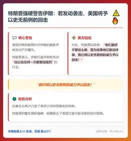 特朗普警告伊朗：若猛烈袭击，美将史无前例回击