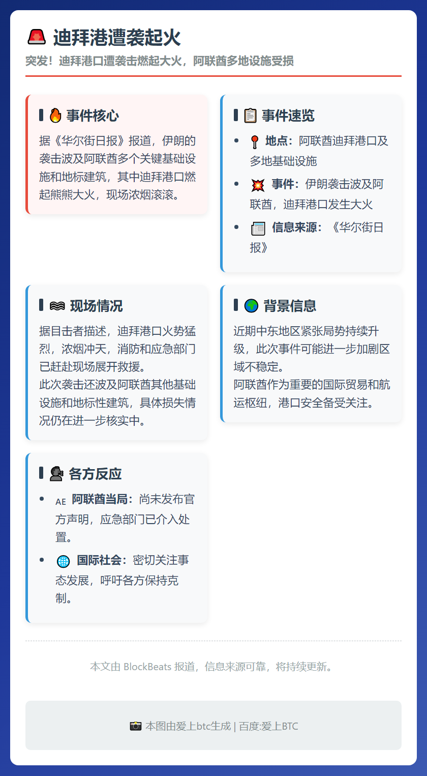 迪拜港遭袭起火