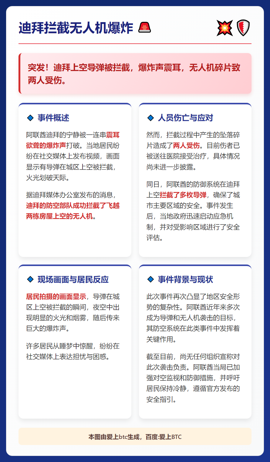 迪拜拦截无人机爆炸