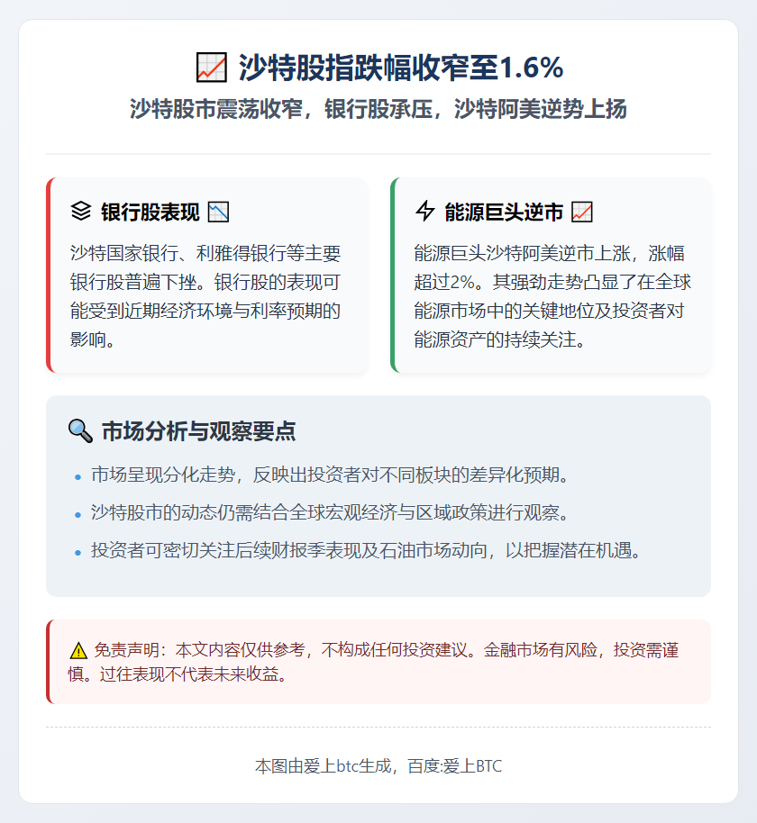 沙特股指跌幅收窄至1.6%