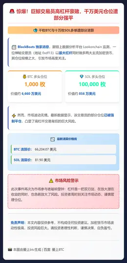 千枚BTC与十万枚SOL多单遭部分清算