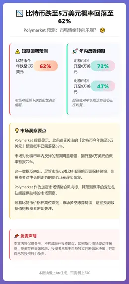 比特币跌至5万美元概率回落至62%