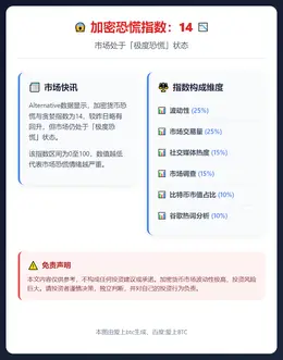 加密恐慌指数14，市场极度恐慌