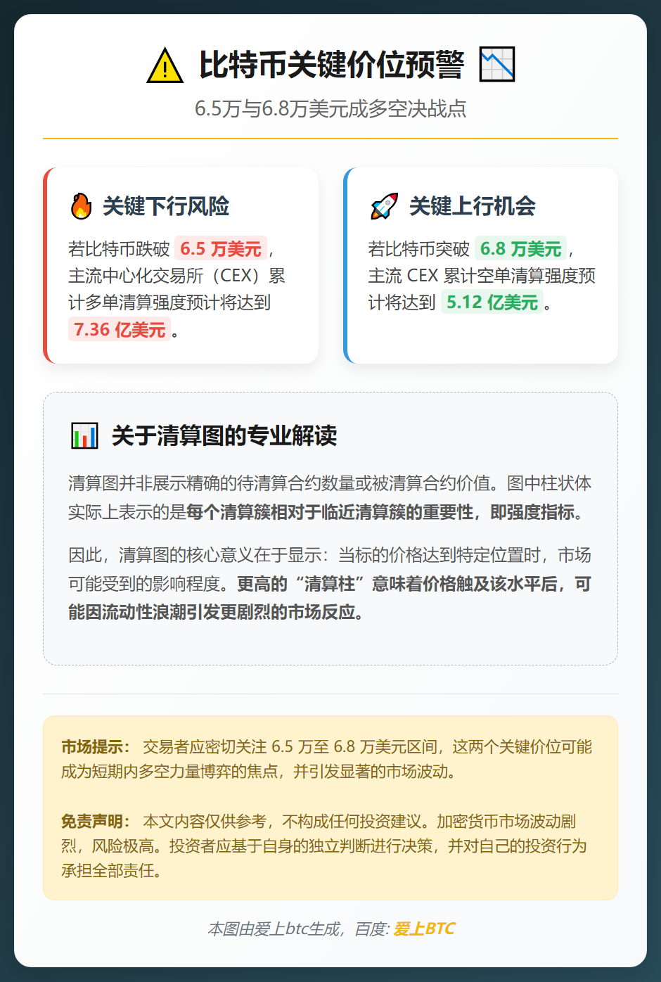 比特币跌破6.5万将触发7.36亿多单清算