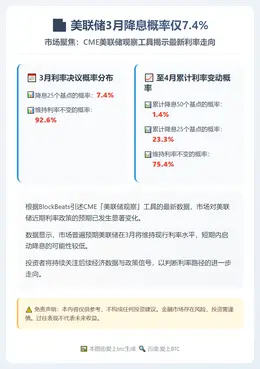 美联储3月降息概率仅7.4%