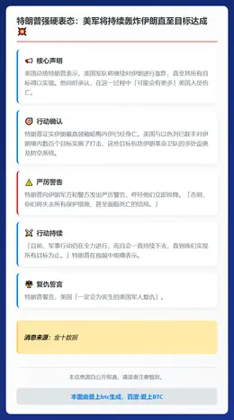 特朗普：对伊朗行动将持续至目标实现