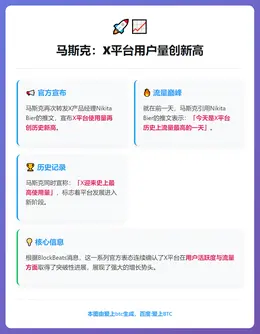 马斯克：X平台用户量创新高