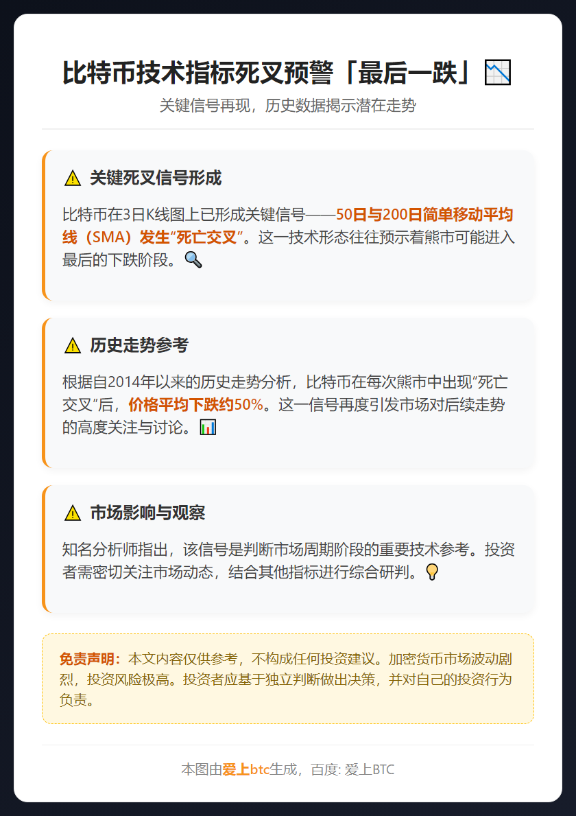 比特币技术指标死叉预警「最后一跌」