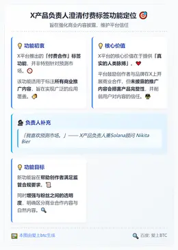 X产品负责人澄清付费标签非针对预测市场，旨在强化商业内容披露