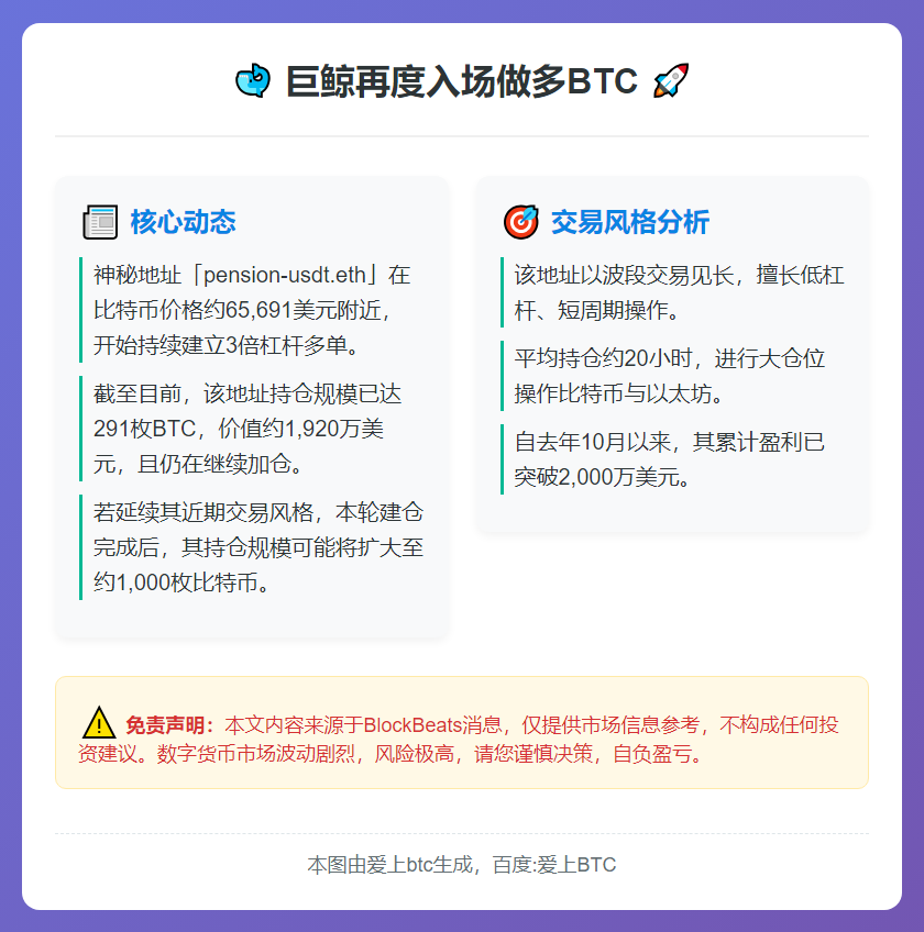 巨鲸再度入场做多BTC