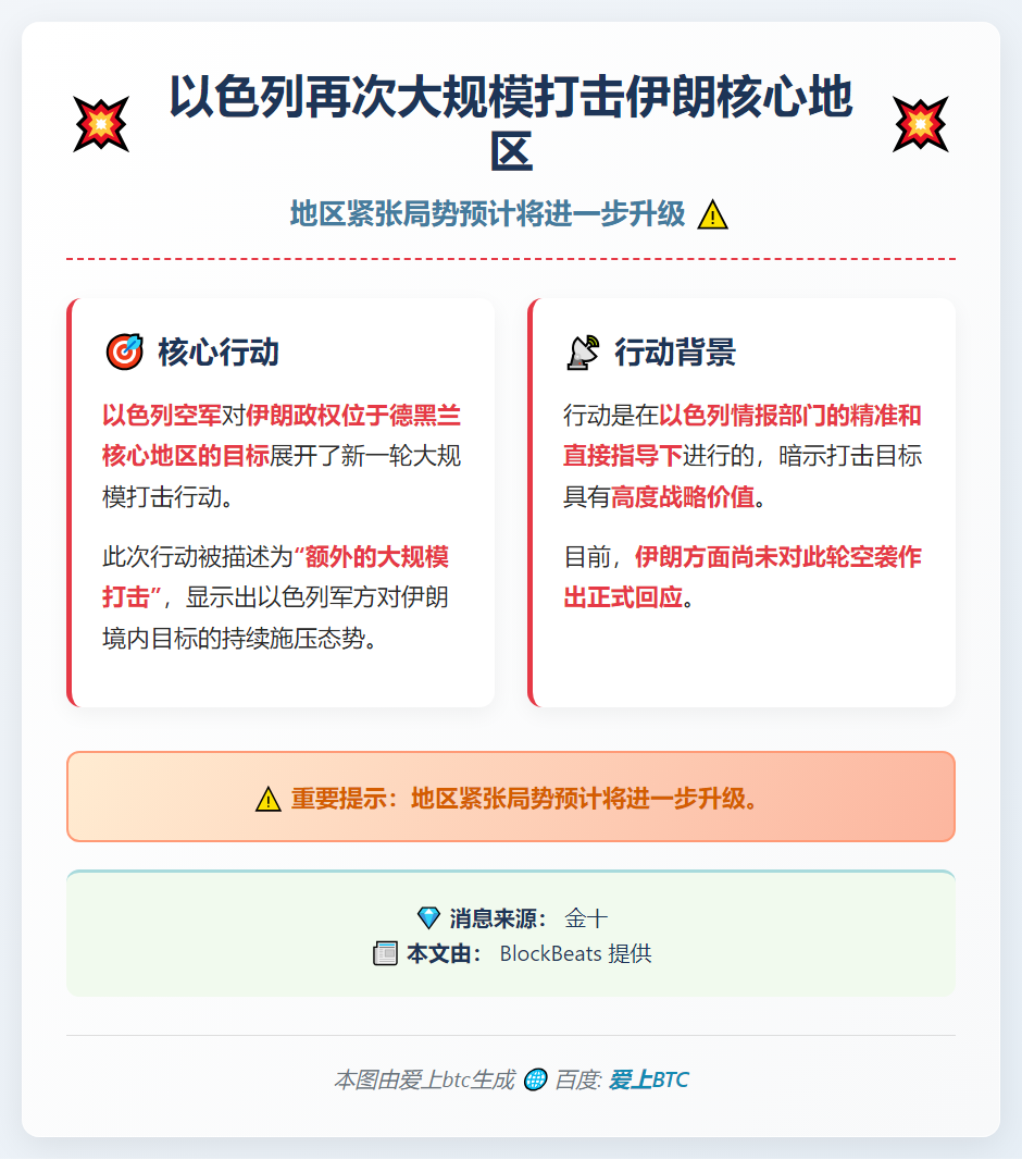 以色列再次大规模打击伊朗核心地区