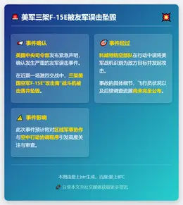 美军三架F-15E被友军误击坠毁