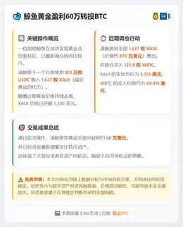 鲸鱼黄金盈利60万转投BTC