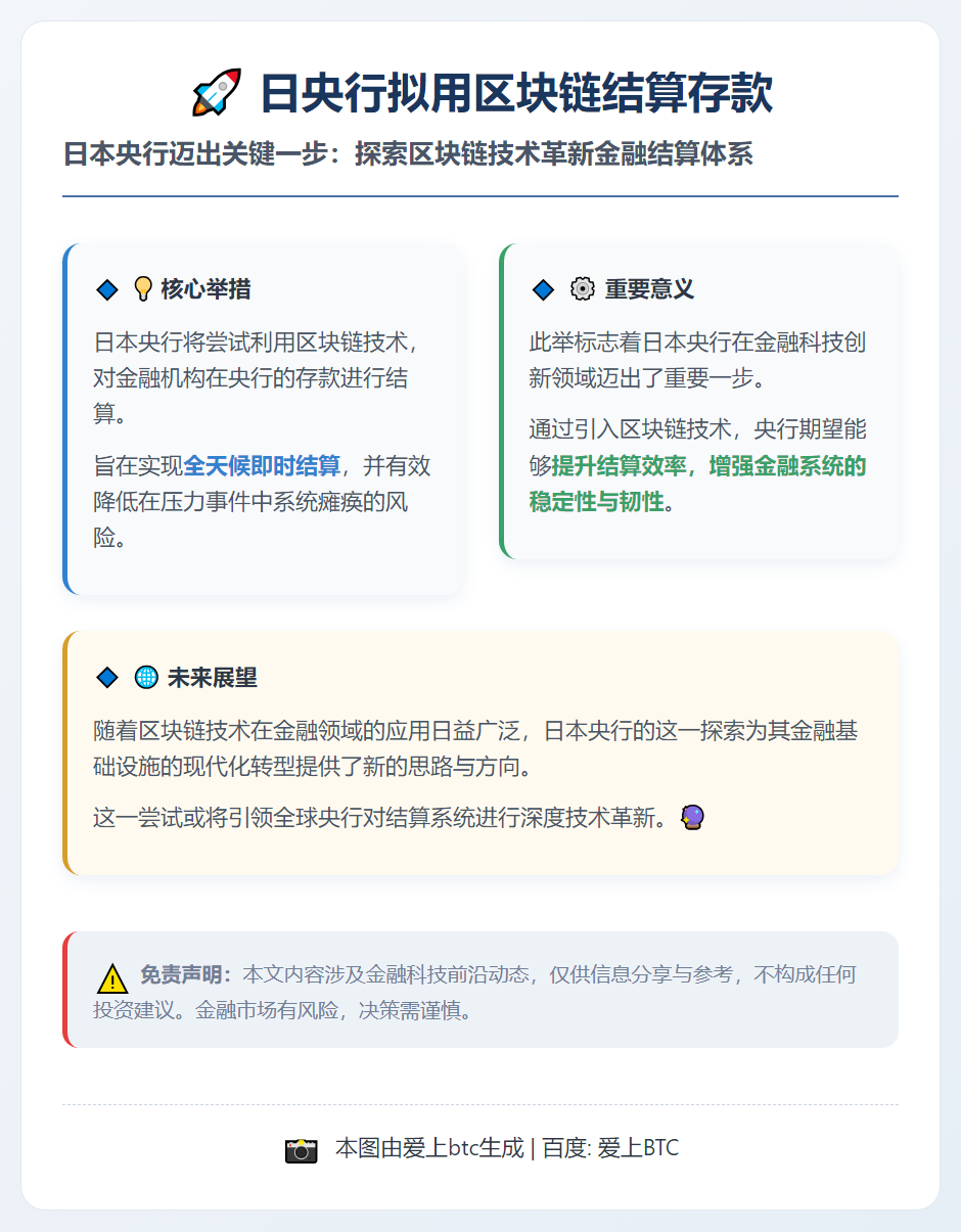 日央行拟用区块链结算存款