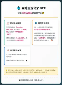 巨鲸重仓做多BTC，价值6757万美元