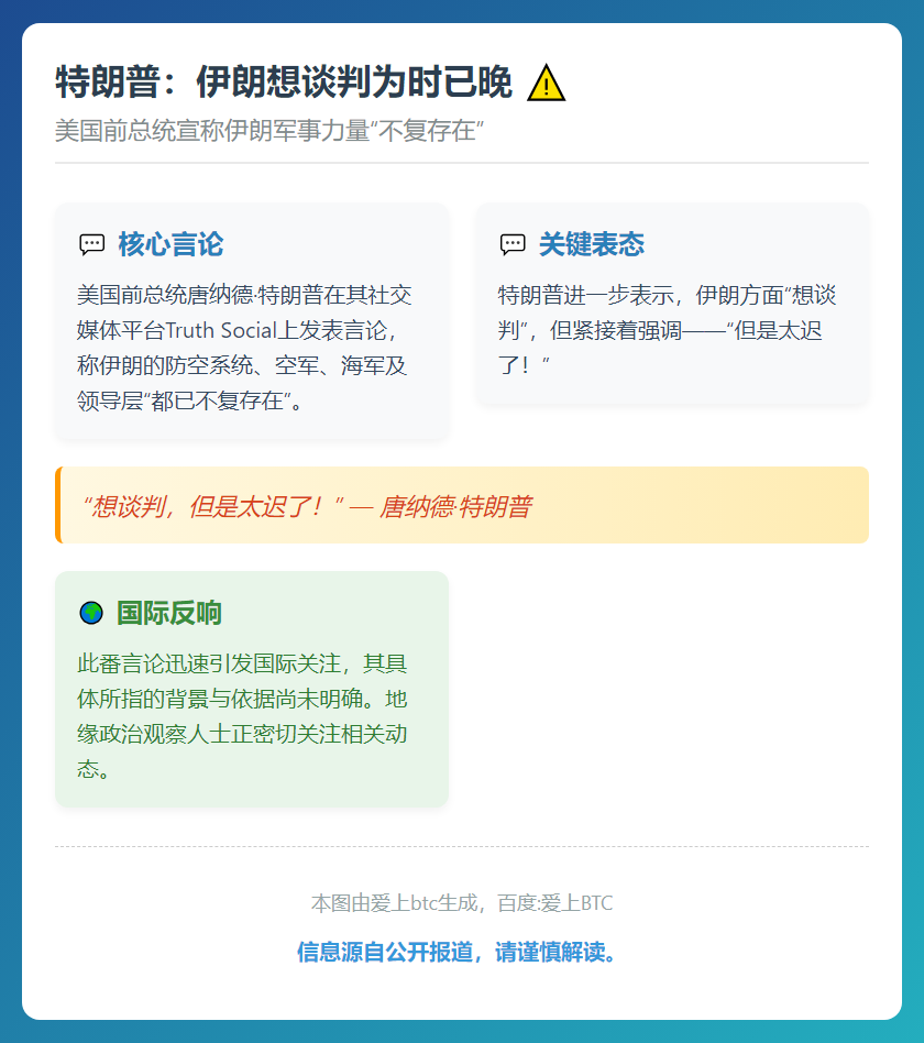 特朗普：伊朗想谈判为时已晚