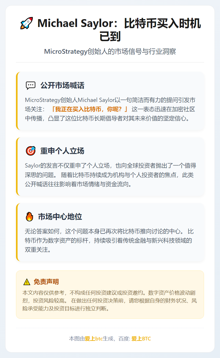 Michael Saylor：比特币买入时机已到