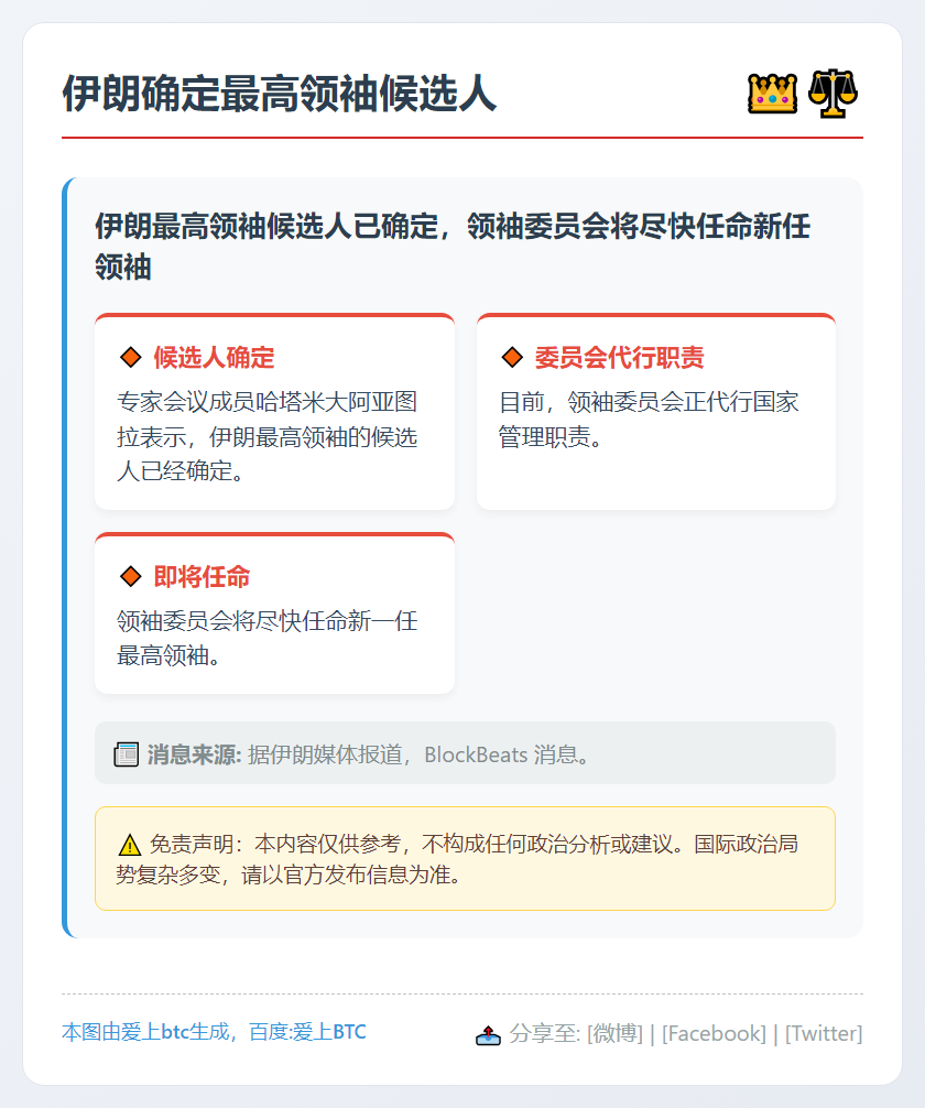 伊朗确定最高领袖候选人