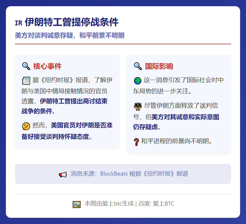 伊朗特工曾提停战条件