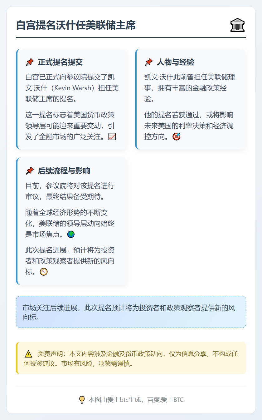 白宫提名沃什任美联储主席