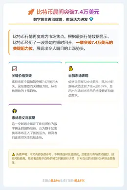 比特币晨间突破7.4万美元