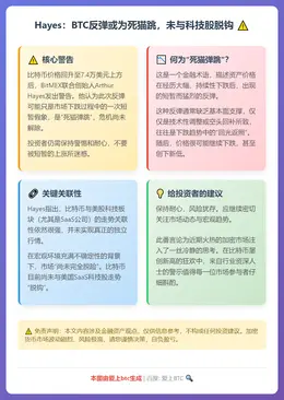 Hayes：BTC反弹或为死猫跳，未与科技股脱钩