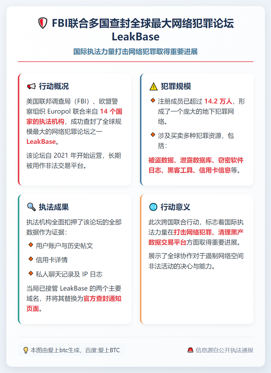 FBI联合多国查封全球最大网络犯罪论坛LeakBase