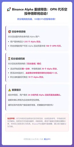 Binance用户可申领100枚OPN空投