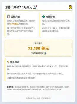 比特币突破7.3万美元