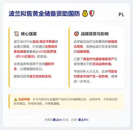 波兰拟售黄金储备资助国防
