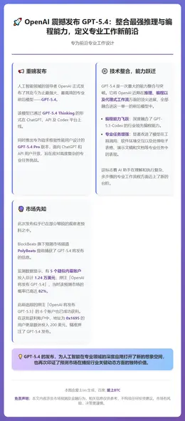 GPT-5.4发布：专为前沿专业工作设计
