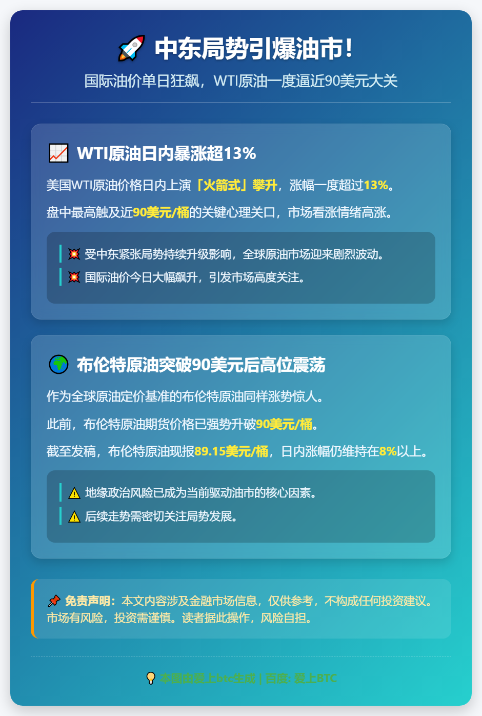 美油逼近90美元