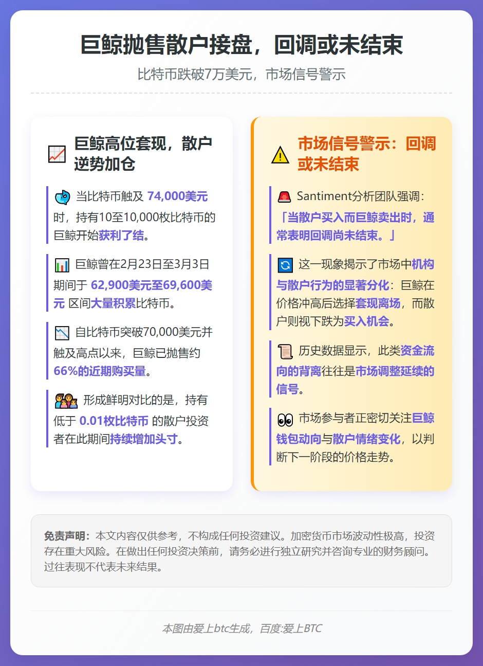 巨鲸抛售散户接盘，回调或未结束
