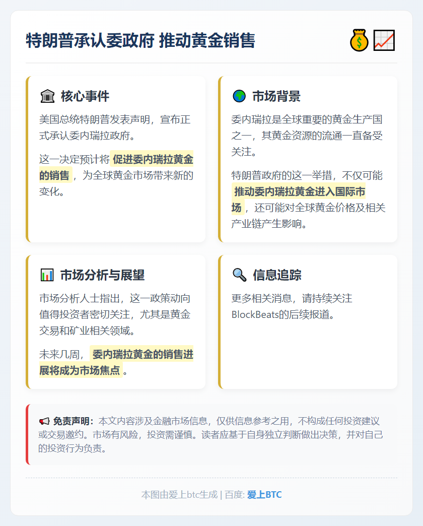 特朗普承认委政府 推动黄金销售