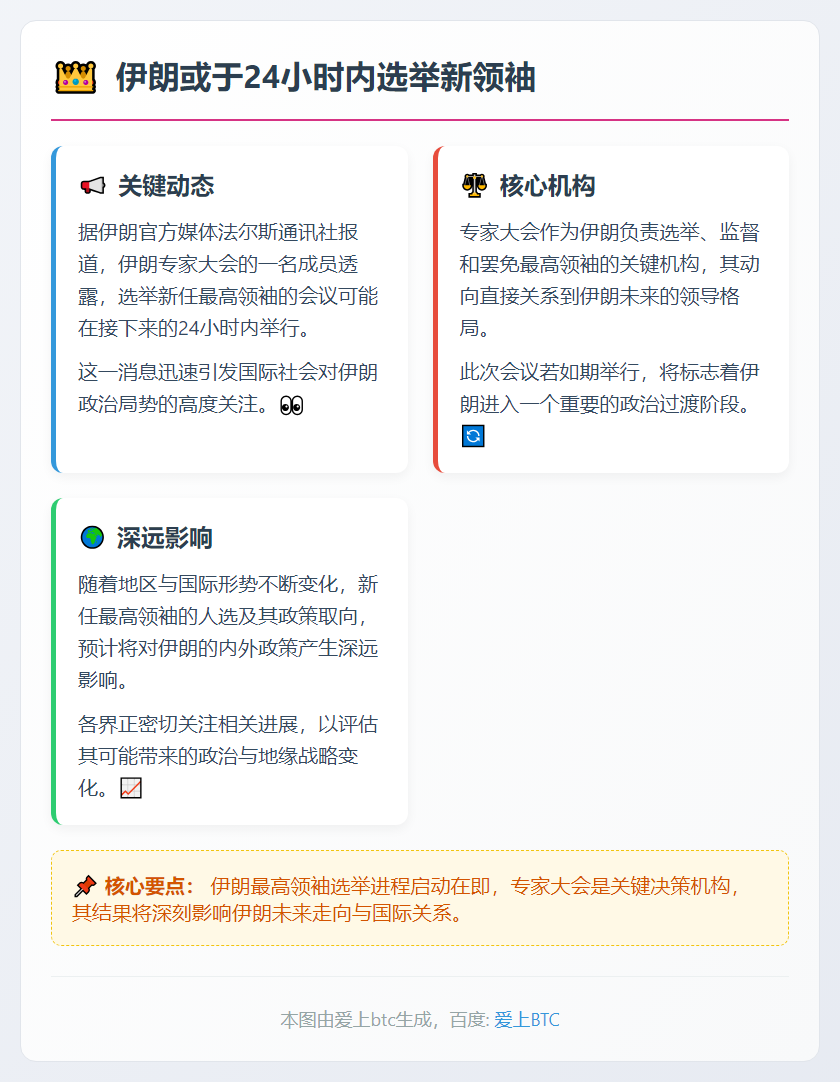 伊朗或于24小时内选举新领袖