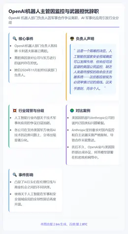 OpenAI机器人主管因监控与武器担忧辞职