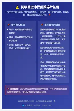 阿联酋空中拦截致碎片坠落 一亚裔司机身亡
